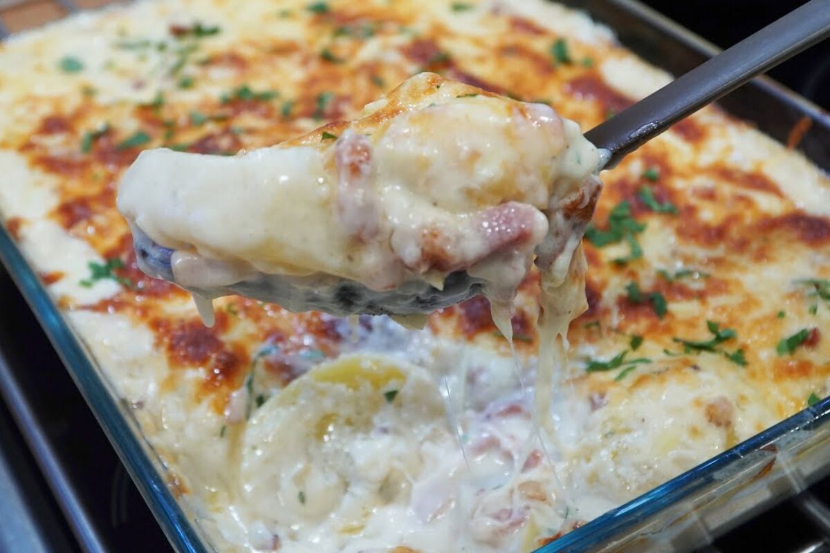 Batata gratinada cremosa com queijo derretido, um acompanhamento perfeito e irresistível 91 Batata gratinada