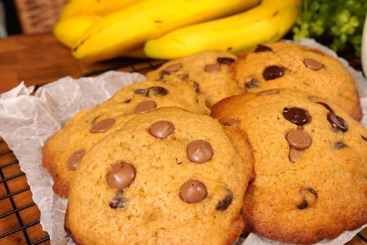 Cookie de banana com chocolate