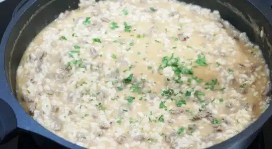 Risoto de carne cremoso, bem temperado, rápido e fácil, para um jantar especial com a família 1 Risoto de carne