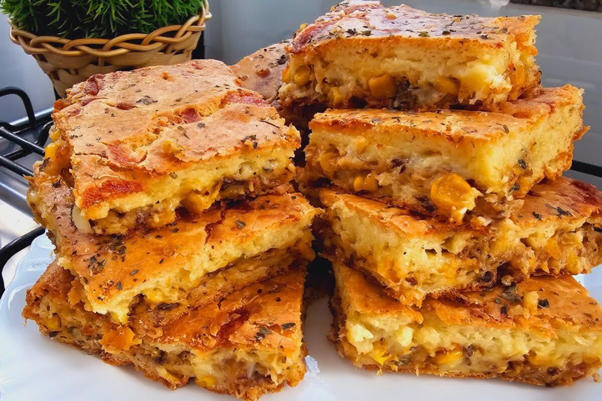 Torta de sardinha fácil e rápida feita com massa fofinha, para você servir no lanche de Dia dos Pais 5 Torta de sardinha