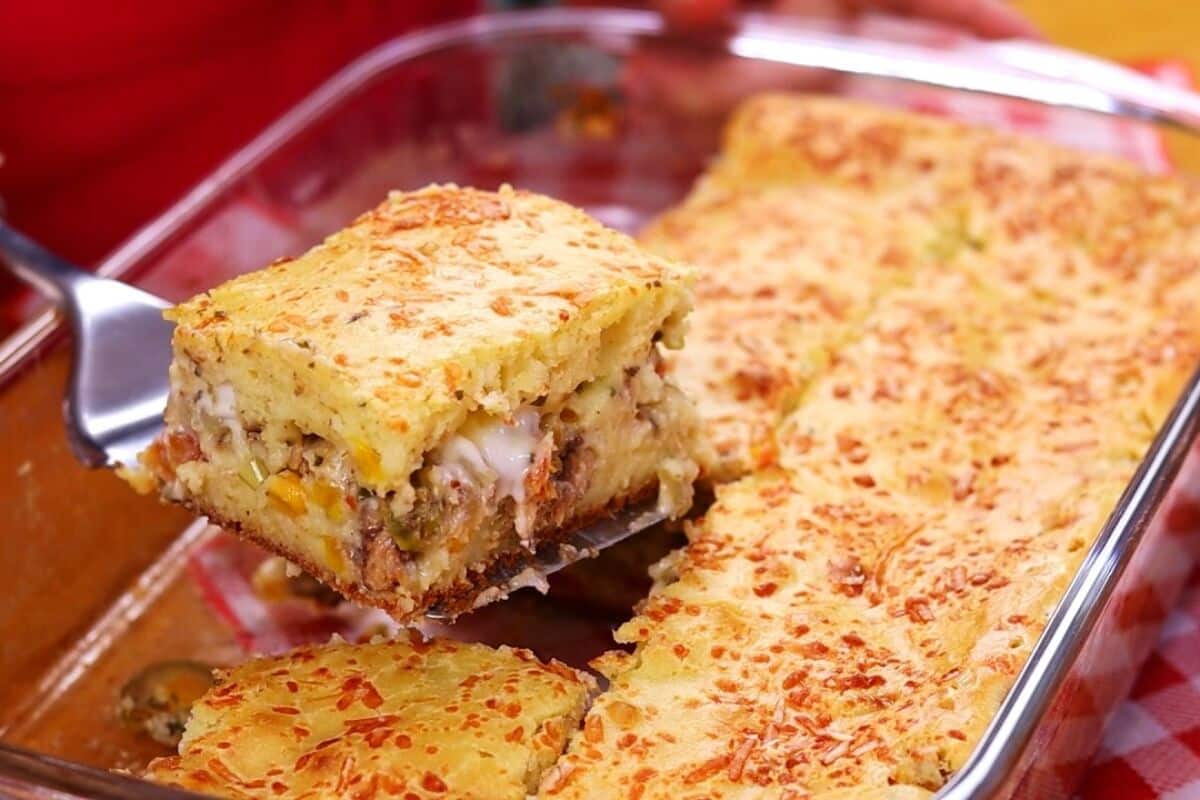 Torta de sardinha feita no liquidificador com massa super leve e recheio bem temperado 97 Torta de sardinha