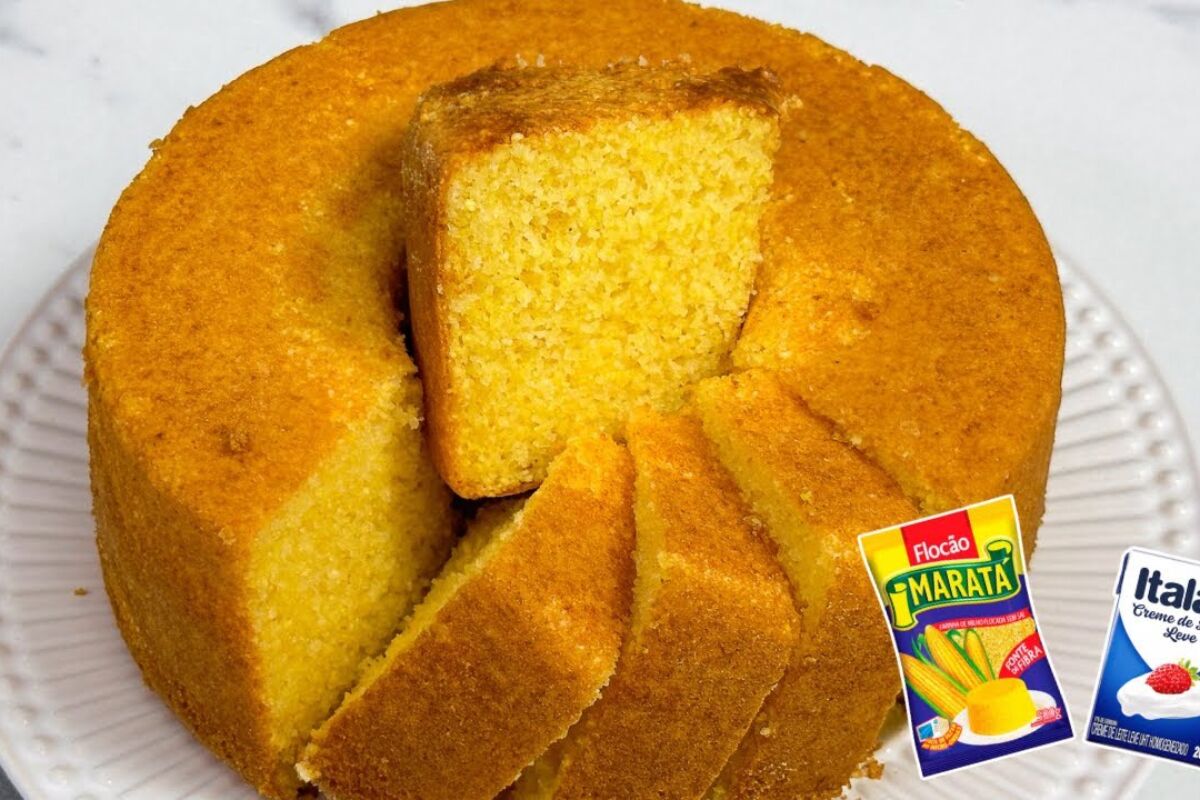 Bolo de flocão com creme de leite
