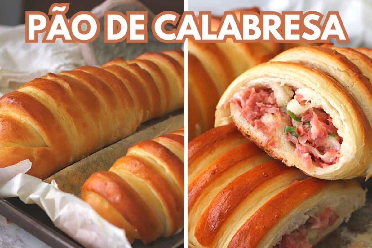 Pão de calabresa bem recheado e fofinho, aquele lanche perfeito que deixa a casa toda cheirosa 99 Pão de calabresa