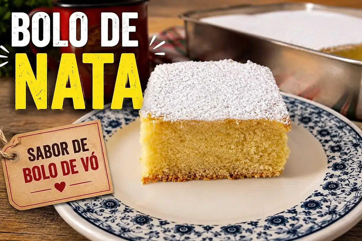 Bolo de nata da vó fofo com textura leve e massa divina, para acompanhar o seu café da tarde 5 Bolo de nata