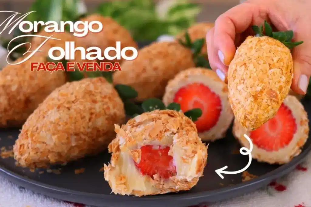 Morango folhado combinando crocância e cremosidade em cada mordida, uma gostosura 4 Morango folhado
