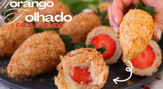 Morango folhado combinando crocância e cremosidade em cada mordida, uma gostosura 2 Morango folhado