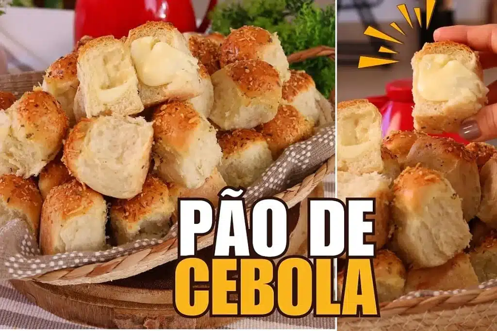 Pão bolinha de cebola recheado com muçarela super fofinho, para aquele lanche dos sonhos 4 Pão bolinha de cebola