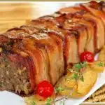 Rocambole de carne moída especial, recheado com bacon e maçã, uma refeição surpreendente 1 Rocambole de carne