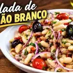 Salada de feijão branco super leve, refrescante e bem temperada, o acompanhamento perfeito nas suas refeições 1 Salada de feijão branco