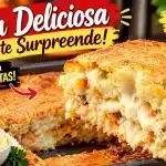 Torta com recheio de purê de batatas super cremosa, bem temperada, saborosa e douradinha 1 Torta com recheio de purê