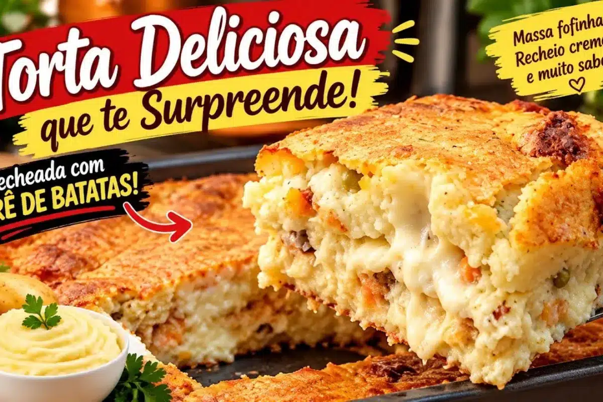 Torta com recheio de purê
