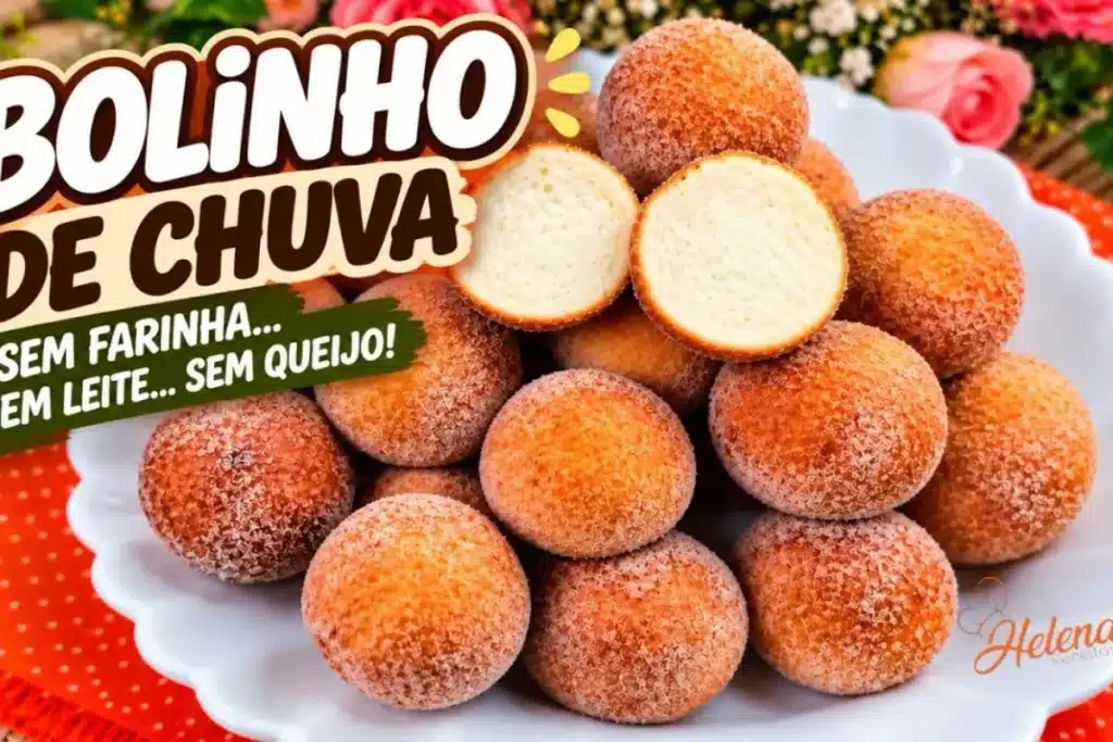 Bolinho de chuva sem farinha feito sem leite e sem queijo, ideal para saborear na hora do café 4 Bolinho de chuva sem farinha