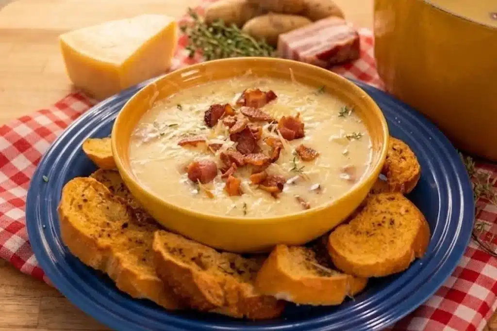 Caldo de batata com bacon bem cremoso, uma refeição quentinha, reconfortante e deliciosa 4 Caldo de batata com bacon