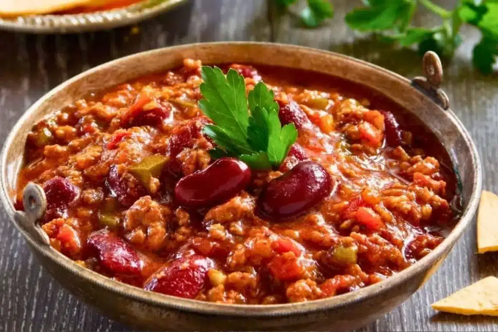 Comida mexicana com feijão chilli muito bem temperado e suculento, um prato diferente e cheio de sabor 4 Comida mexicana