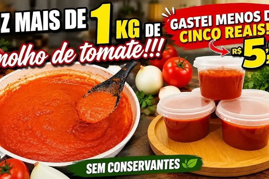 Molho de tomate caseiro super econômico para render mais de um quilo de molho encorpado 4 Molho de tomate caseiro