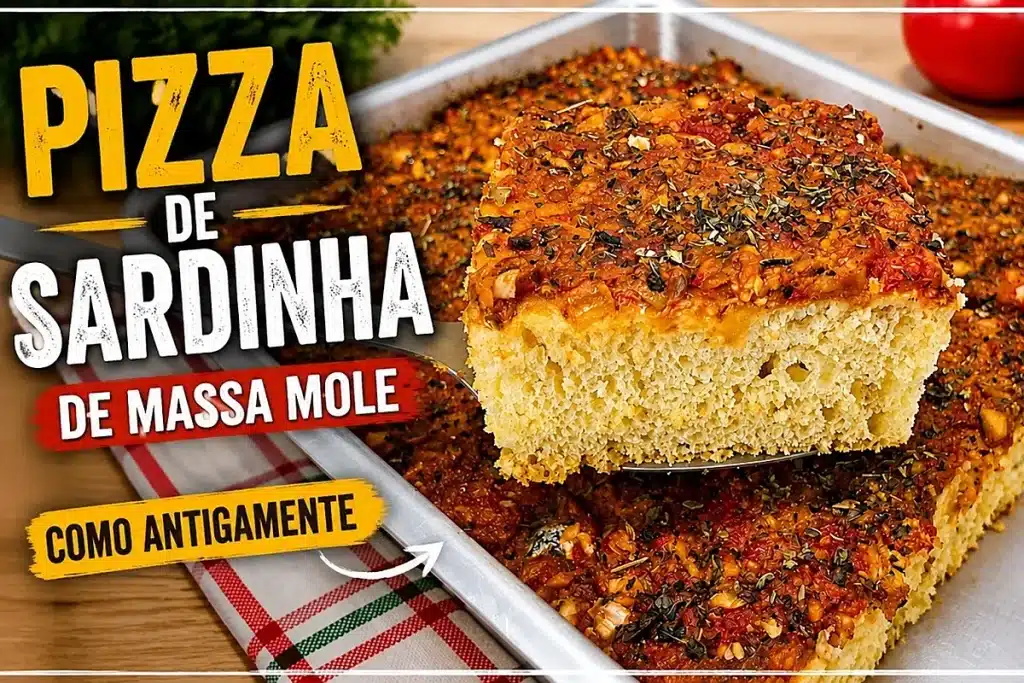 Pizza de sardinha prática com massa mole preparada do jeito tradicional, ideal para o lanche da família 4 Pizza de sardinha