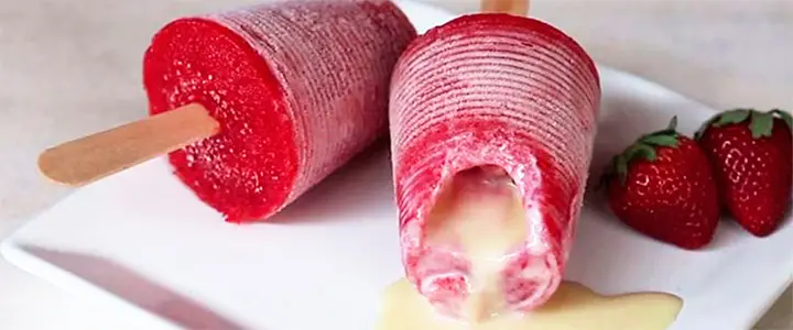 Paleta Mexicana de Morango com Leite Condensado 2 paleta face