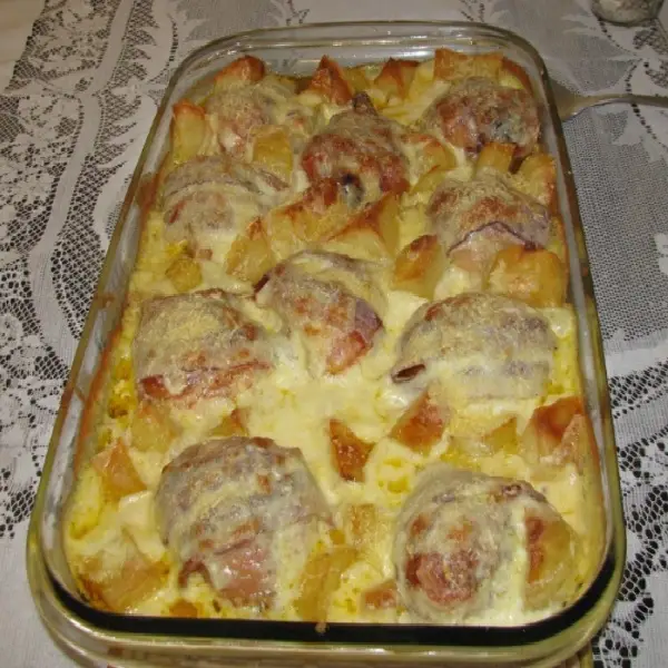 Frango Assado com Requeijão e Bacon 1 Frango Assado com Requeijão e Bacon pronto na tigela