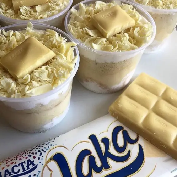 recheio de bolo com chocolate branco e leite ninho, no potinho