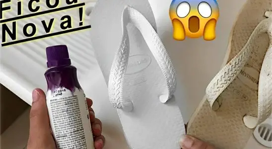 Misturinha caseira para limpar chinelos e tênis brancos feita com apenas 2 ingredientes 1 limpar chinelos