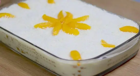 Pavê de pêssego com bolacha maisena delicioso e fácil de fazer para o dia das mães 4 pavê de pêssego