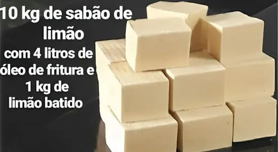 Sabão de limão caseiro feito com óleo de fritura e limão batido 4 sabão de limão caseiro