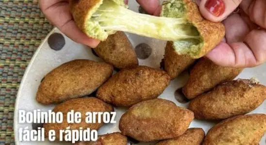 Bolinho de arroz com queijo: sequinho e gostoso igual porção de lanchonete 4 bolinho de arroz
