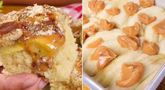 Bolo cuca de banana com doce de leite: cada mais pedaço mais gostoso que o outro 3 bolo cuca de banana