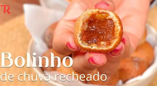 Bolinho de chuva recheado delicioso e diferente que vai conquistar todo mundo no lanche da tarde 1 bolinho de chuva recheado