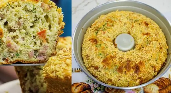 Bolo salgado de pizza pronto em minutos e perfeito para o lanche 1 bolo salgado de pizza