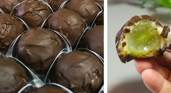 Bombom de uva surpresa delicioso, fácil de fazer e com aquele sabor que ninguém esquece 1 bombom de uva