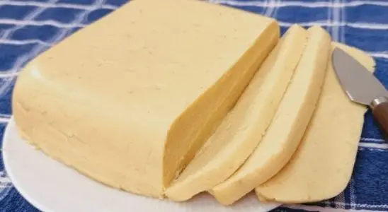 Queijo vegano barato com 2 ingredientes: rico em proteínas, sem leite e sem farinha nenhuma 4 queijo vegano