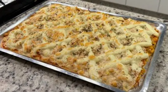 Pizza de frango com catupiry: aprenda a fazer essa delícia com uma massa prática que não precisa nem abrir 2 pizza de frango com catupiry