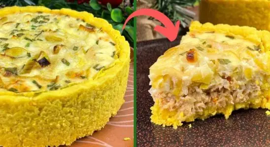 Quiche de frango com alho poró, sem glúten e sem leite, levinha e deliciosa, perfeita para o lanche 4 Quiche de frango com alho poró