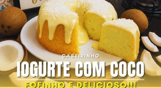 Bolo de iogurte com coco super fofinho e molhadinho, que desmancha na boca 4 Bolo de iogurte com coco