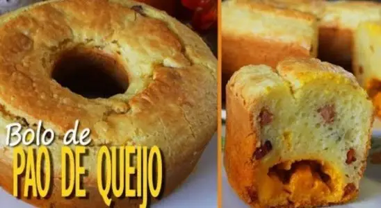 Bolo pão de queijo recheado com bacon e cheddar, que derrete na boca e fica incrível 1 Bolo pão de queijo recheado