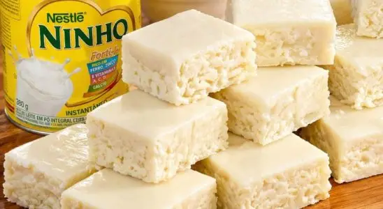 Doce de leite ninho de corte muito macio, que derrete na boca e fica pronto em poucos minutos 1 Doce de leite Ninho