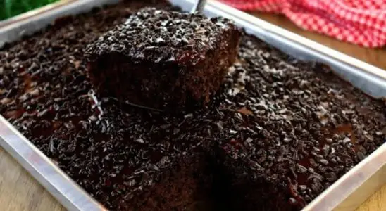 Bolo de chocolate molhadinho, delicioso e muito fofinho, com uma calda cremosa irresistível 3 Bolo de chocolate molhadinho