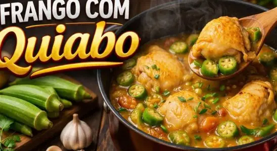 Frango com quiabo bem tradicional, suculento e sem baba, para servir com um angu quentinho e saboroso 3 Frango com quiabo