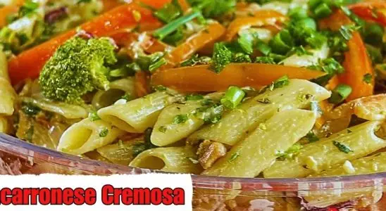 Salada de macarrão cremosa feita de um jeito rápido e fácil, um acompanhamento incrível 1 Salada de macarrão cremosa