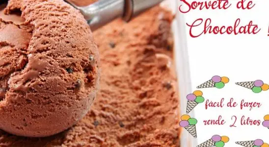 Sorvete de chocolate caseiro super cremoso que rende dois litros e é feito sem emulsificante de um jeito fácil 1 Sorvete de chocolate caseiro